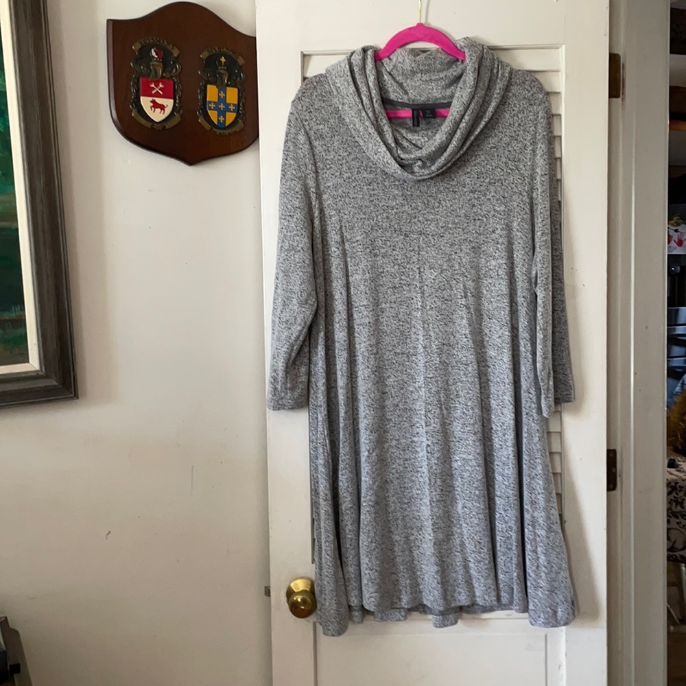 Gray Turtleneck Sweater Dress